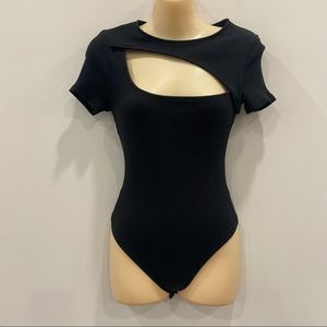 Lulu’s Cutout Black Thong Bodysuit size M